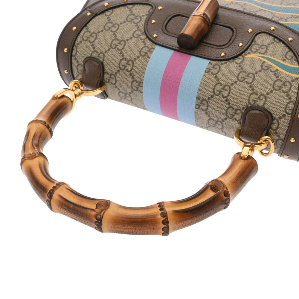 Gucci Beige Leather 2way Bamboo Multicolor Bag GG Handbag Supreme - Picture 3 of 9